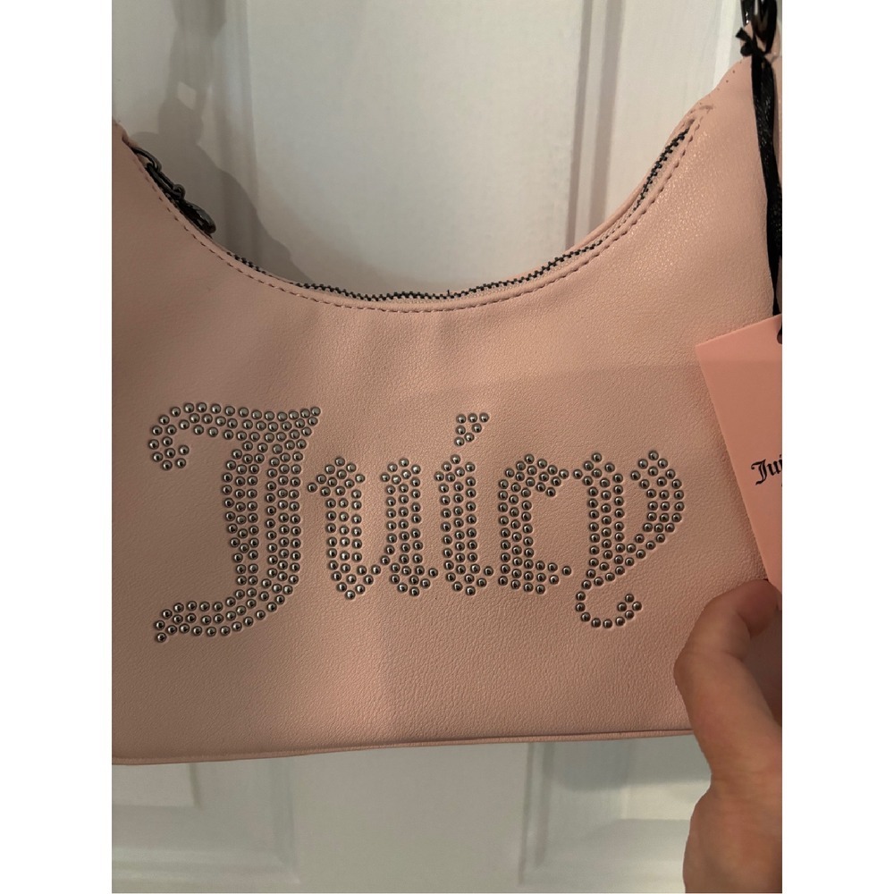 Juicy Couture Y2K Shoulder Bag Obsession Rhinestone Logo Purse Handbag Pink - Picture 2 of 5